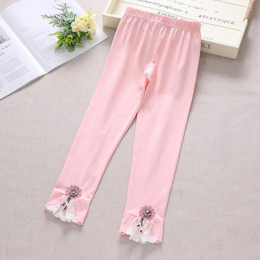 DFN-5008女童打底裤夏季薄款2020新款韩版儿童白色纯棉时尚针织长裤 商品图3