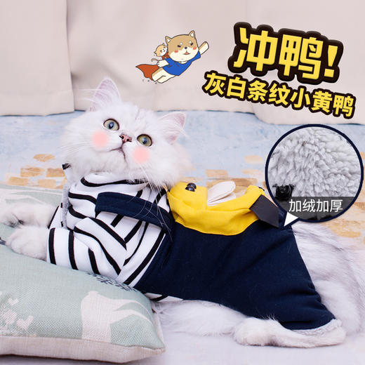 秋冬保暖宠物衣服条纹小黄鸭款 商品图0