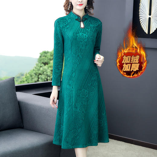 AHM-lry1113冬季新款气质长袖加绒加厚改良旗袍连衣裙YY 商品图4