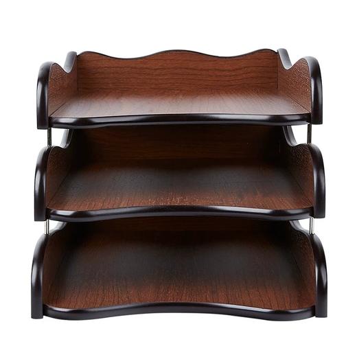 汇星 时尚创意木质三层文件盘 办公用桌面文具收纳架文件资料架 商品图4