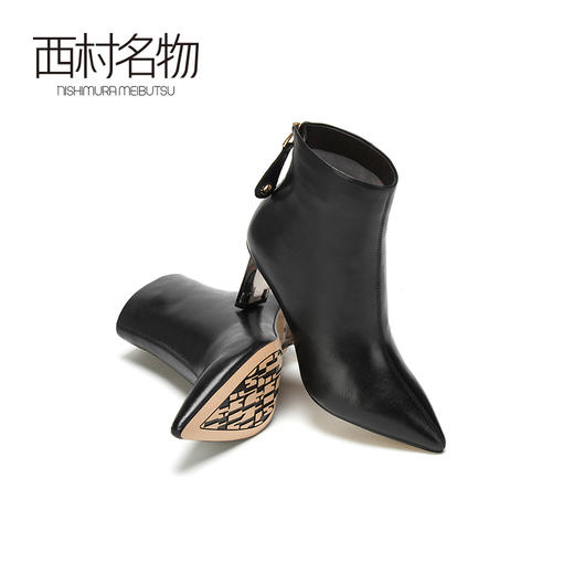 西村名物2020冬季新款鹿皮女靴尖头优雅净版高跟时装靴T20DS41581 商品图2