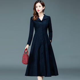 YSME-91336A-K新款流行修身收腰显瘦气质外套长款过膝大衣