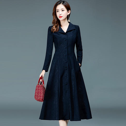 YSME-91336A-K新款流行修身收腰显瘦气质外套长款过膝大衣 商品图0