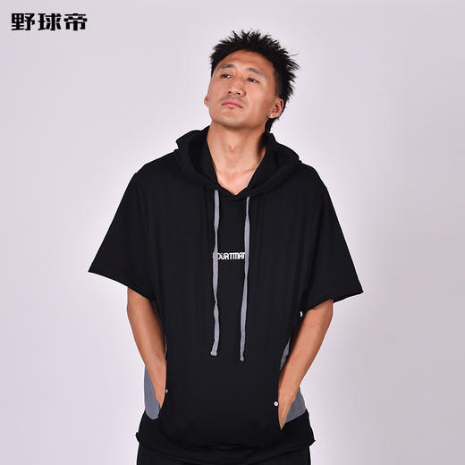 野球帝短袖帽衫男篮球街头运动宽松潮流高弹速干连帽t恤COURTMAN 商品图1