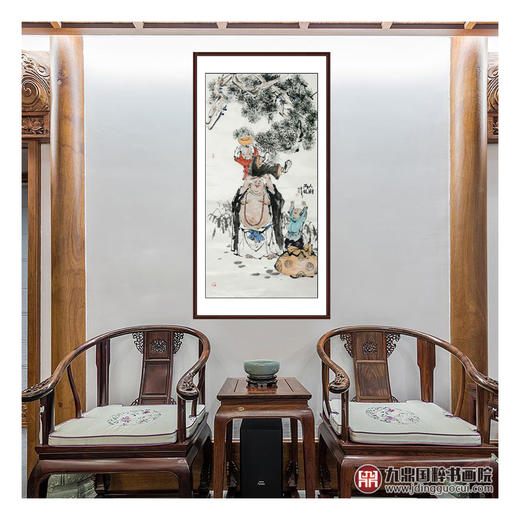 杨西沐《人财两旺》68*138cm 人物竖幅作品 茶室/客厅挂画 商品图3