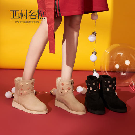 西村名物秋冬新品羊皮雪地靴可爱时尚X284S40931 商品图2