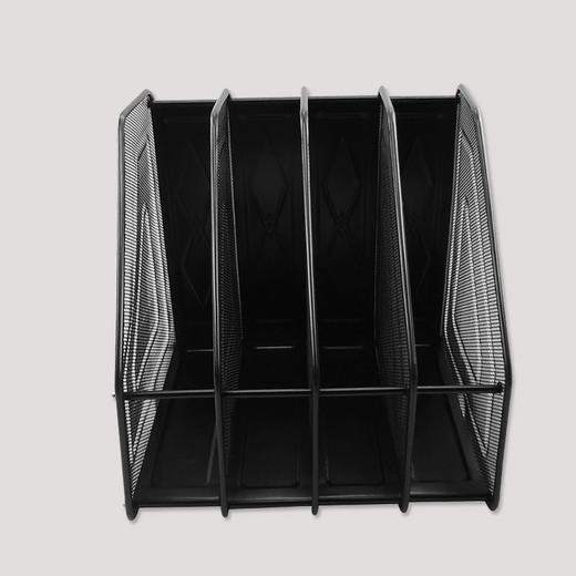 金属铁网四栏文件架铁质放文件的架子四档文件栏办公室文件夹收纳架三档文件框三联资料架桌上整理夹四格书档单格文件框黑色 商品图6