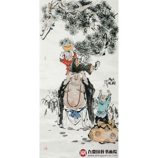 杨西沐《人财两旺》68*138cm 人物竖幅作品 茶室/客厅挂画 商品图1