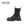 西村名物2020冬季新款烟囱靴纯色飞织牛皮革烟管靴T20DC42501 商品缩略图1