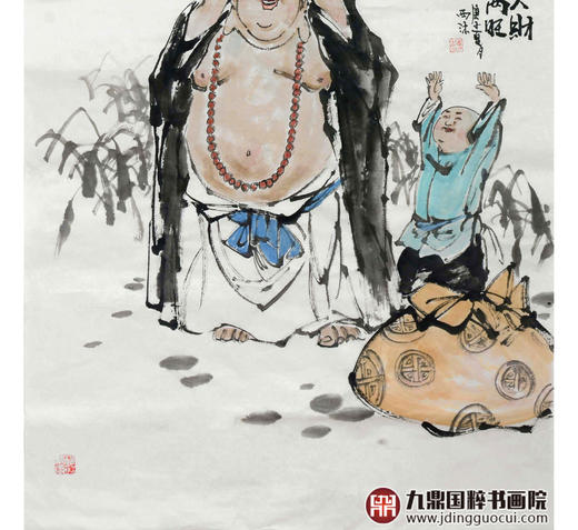 杨西沐《人财两旺》68*138cm 人物竖幅作品 茶室/客厅挂画 商品图5