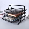 金属铁网三层文件盘文件座抽式资料架多层桌面整理架收纳盒桌上铁质托盘文件栏框资料文档置物架子黑色 商品缩略图3