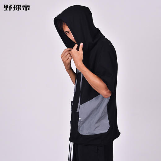 野球帝短袖帽衫男篮球街头运动宽松潮流高弹速干连帽t恤COURTMAN 商品图2
