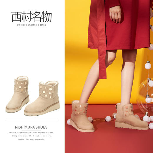 西村名物秋冬新品羊皮雪地靴可爱时尚X284S40931 商品图0