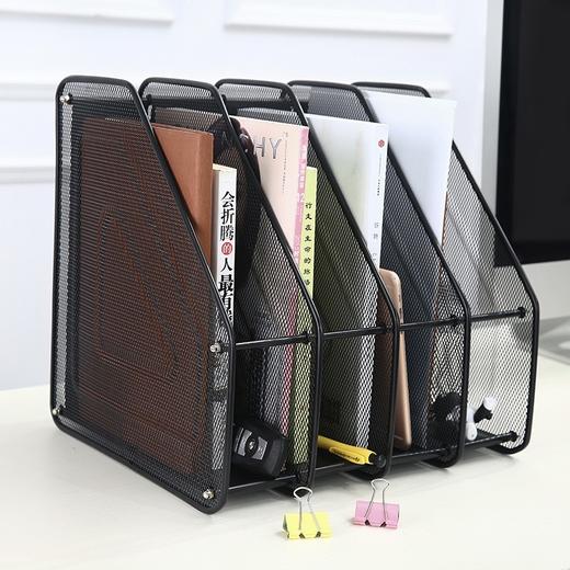 金属铁网四栏文件架铁质放文件的架子四档文件栏办公室文件夹收纳架三档文件框三联资料架桌上整理夹四格书档单格文件框黑色 商品图9