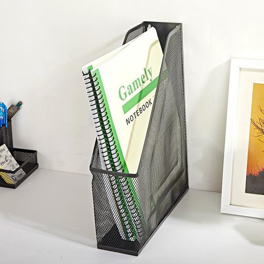 金属铁网四栏文件架铁质放文件的架子四档文件栏办公室文件夹收纳架三档文件框三联资料架桌上整理夹四格书档单格文件框黑色 商品图8