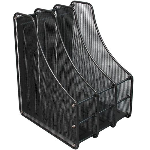 金属铁网四栏文件架铁质放文件的架子四档文件栏办公室文件夹收纳架三档文件框三联资料架桌上整理夹四格书档单格文件框黑色 商品图4