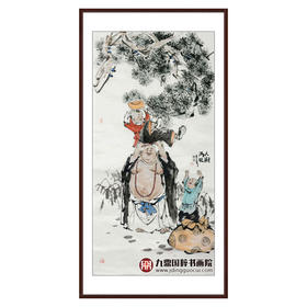 杨西沐《人财两旺》68*138cm 人物竖幅作品 茶室/客厅挂画