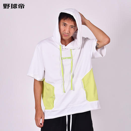 野球帝短袖帽衫男篮球街头运动宽松潮流高弹速干连帽t恤COURTMAN 商品图3