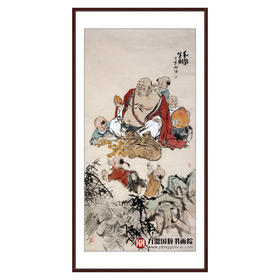 杨西沐《和气生财》68*138cm 人物竖幅作品 茶室/客厅挂画