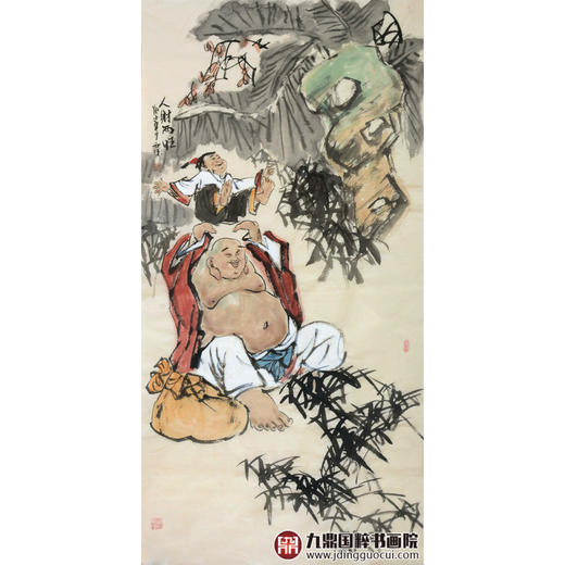 杨西沐《人财两旺》68*138cm 人物竖幅作品 茶室/客厅挂画 商品图1