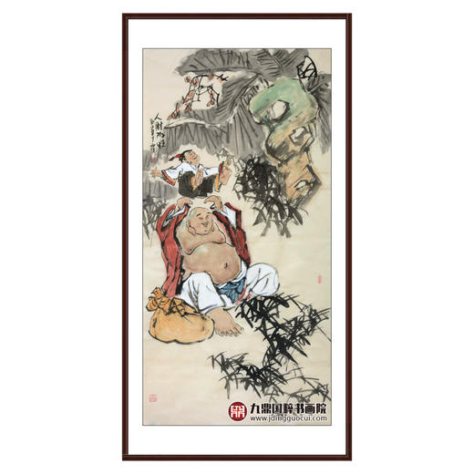 杨西沐《人财两旺》68*138cm 人物竖幅作品 茶室/客厅挂画 商品图0