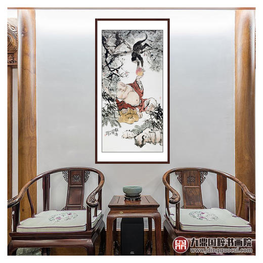 杨西沐《献寿图》68*138cm 人物竖幅作品 茶室/客厅挂画 商品图3