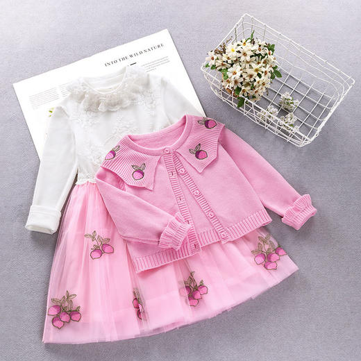 ALBL-2021秋装新款女童纯棉毛衣连衣裙两件套女孩长袖公主裙两件套 商品图3