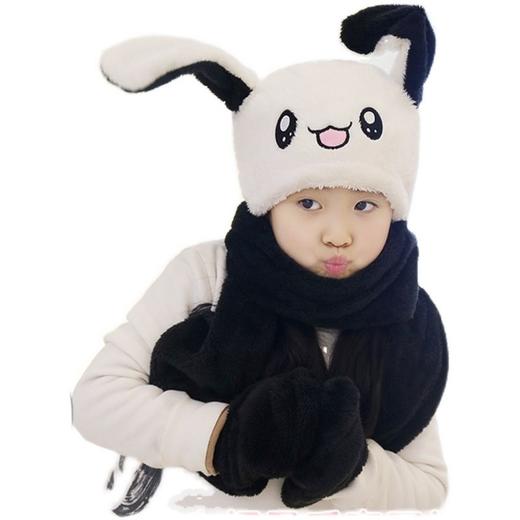 抖音同款会动兔子帽男女宝宝百搭冬季加厚亲子款儿童围脖保暖围巾 商品图4