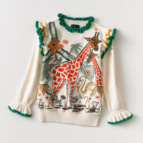 女童荷绣花毛衫