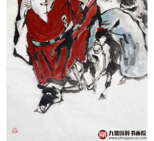 杨西沐《迎福图》68*138cm 人物竖幅作品 玄关挂画 商品图5