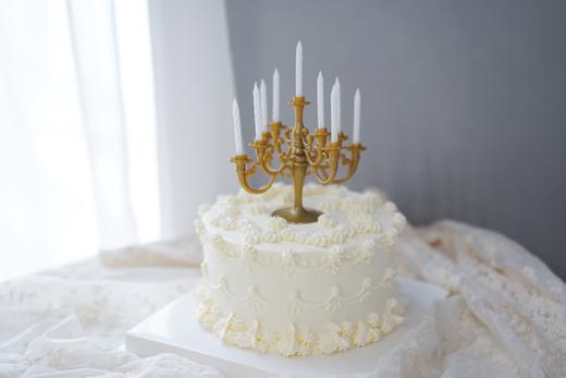 简约奶油蛋糕 | 鲜果原味奶油 - 复古烛台