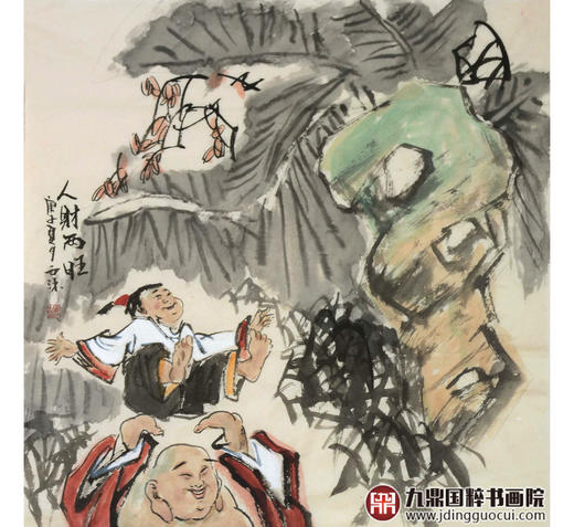 杨西沐《人财两旺》68*138cm 人物竖幅作品 茶室/客厅挂画 商品图4