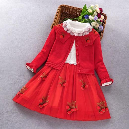 ALBL-2021秋装新款女童纯棉毛衣连衣裙两件套女孩长袖公主裙两件套 商品图2