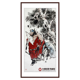 杨西沐《迎福图》68*138cm 人物竖幅作品 玄关挂画