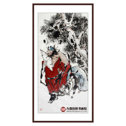 杨西沐《迎福图》68*138cm 人物竖幅作品 玄关挂画 商品图0