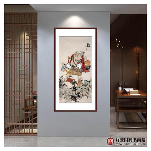 杨西沐《和气生财》68*138cm 人物竖幅作品 茶室/客厅挂画 商品图2