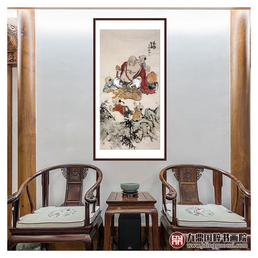 杨西沐《和气生财》68*138cm 人物竖幅作品 茶室/客厅挂画 商品图3