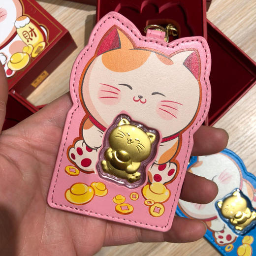 周大福日本限定999足金招财猫御守粉色开运转运卡包卡夹包包挂饰 商品图2