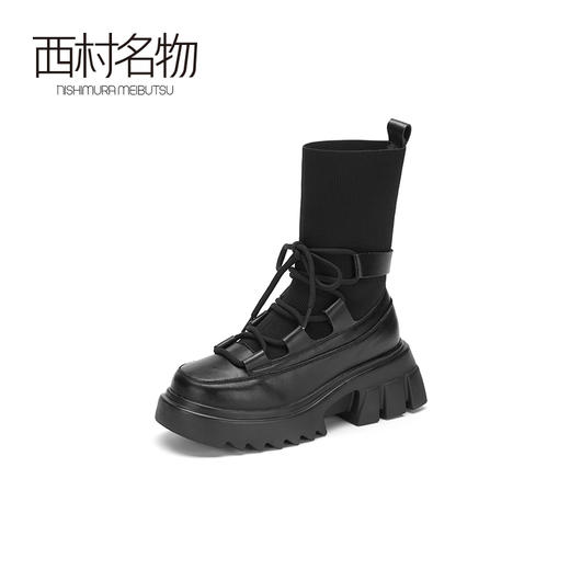 西村名物2020冬季新款马丁靴女系带英伦风厚底显瘦时尚短靴T20DC41711 商品图1