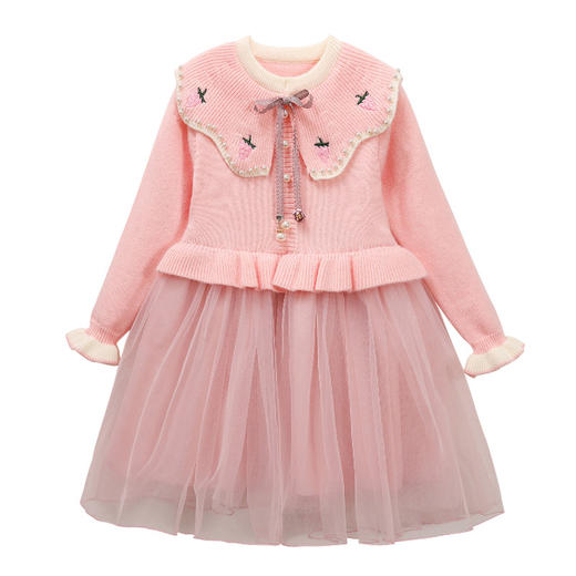 ALQ-2121洋气小香风女童毛衣裙儿童针织公主裙纱裙 商品图4