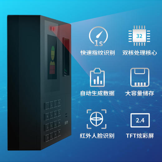 得力34521考勤机脸部识别考勤机指纹打卡机 打卡机考勤机指纹人脸一体机上班签到智能刷脸机人脸识别考勤机 商品图2