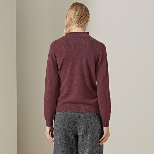 羊绒世家2020年早春新品女士半高领100%山羊绒衫时尚提花拼接毛衣 商品图5