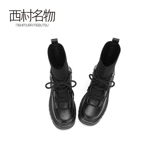 西村名物2020冬季新款马丁靴女系带英伦风厚底显瘦时尚短靴T20DC41711 商品图3