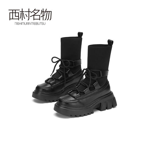 西村名物2020冬季新款马丁靴女系带英伦风厚底显瘦时尚短靴T20DC41711 商品图0