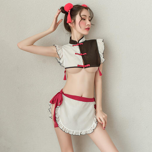 【贴身小丫鬟】情趣内衣 制服 性感 角色 镂空 后背 拼色 古典风 丫环 套装 6935 商品图1