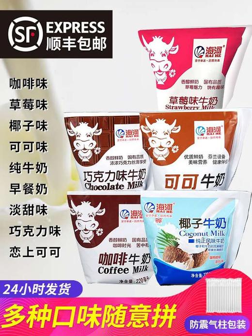 【10元3袋】海河巧克力/可可/椰子/草莓/咖啡牛奶220ml 商品图0