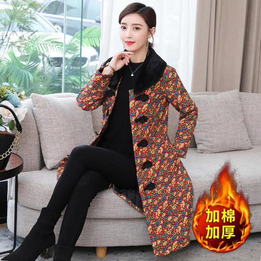 AHM-mds7132秋冬新款复古小碎花加绒加厚棉袄外套 商品图1
