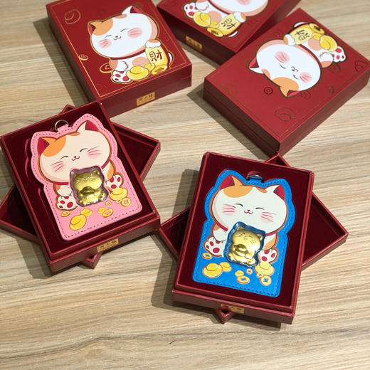 周大福日本限定999足金招财猫御守粉色开运转运卡包卡夹包包挂饰 商品图0