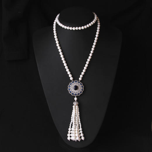 上海旗袍厂NM-MYL-2018111302欧美款天然贝壳珍珠项链长款女士珍珠毛衣链毛衣挂件微镶锆石吊坠 商品图7