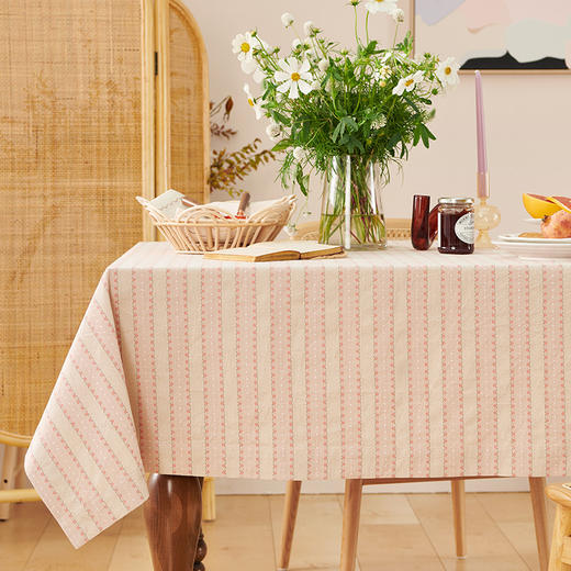 方桌布餐桌布艺复古立体条纹桌布 商品图0
